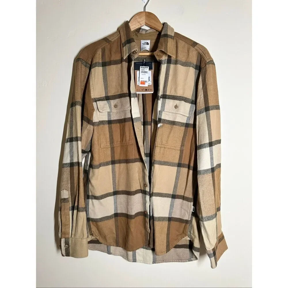 The North Face Beige and Tan Arroyo Flannel Button Down Top Size Medium